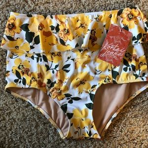 Yellow floral size medium swim bottoms